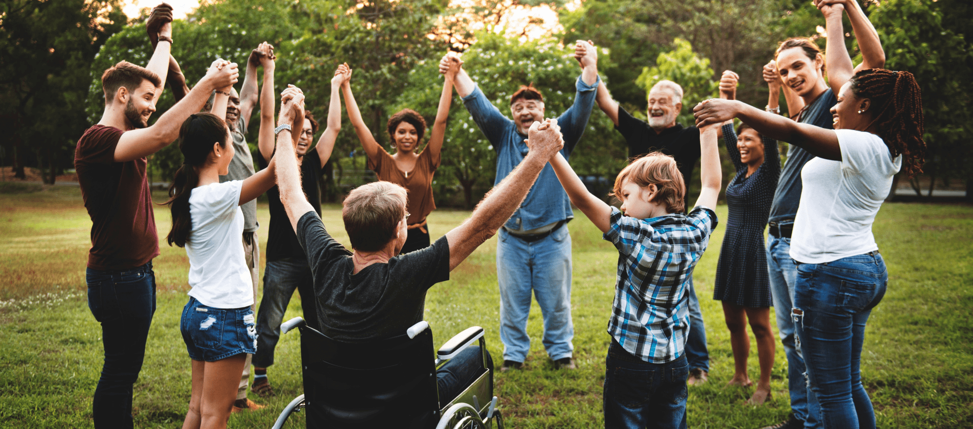 People joining hands in a circle